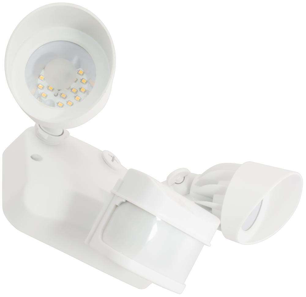 2-Head, White, 100-240V, PIR Motion Sensor Flood, 3000K, cULus Rated