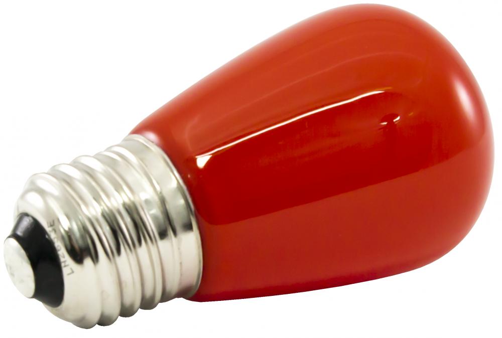 PREM LED S14 LAMP,FROSTED GLASS,1.4W,120V,E26, RED