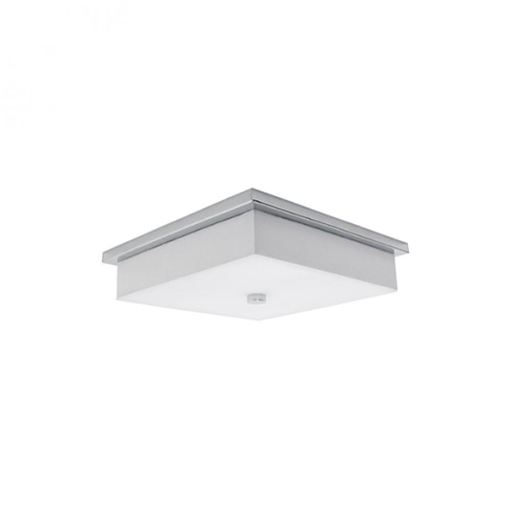 Single LED Flush Mount Ceiling Fixture with Square White Linen Shade.