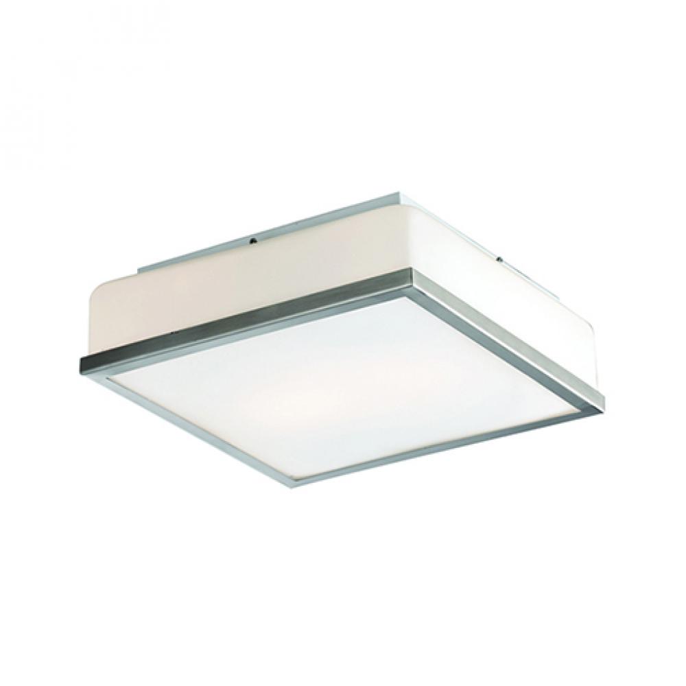 Two Lamp Flush Mount with Metal Trim