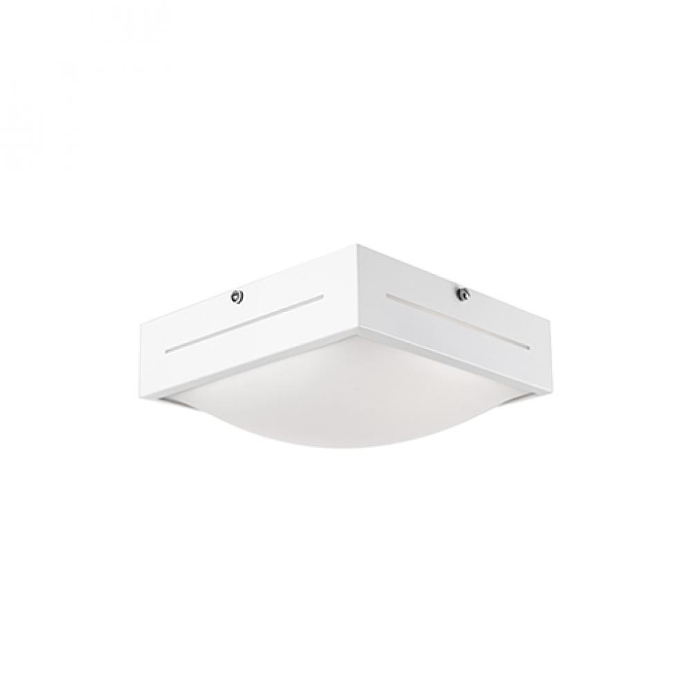 Square Casted Metal LED Flush Mount with Descending Segmental Dome Shaped White Acrylic