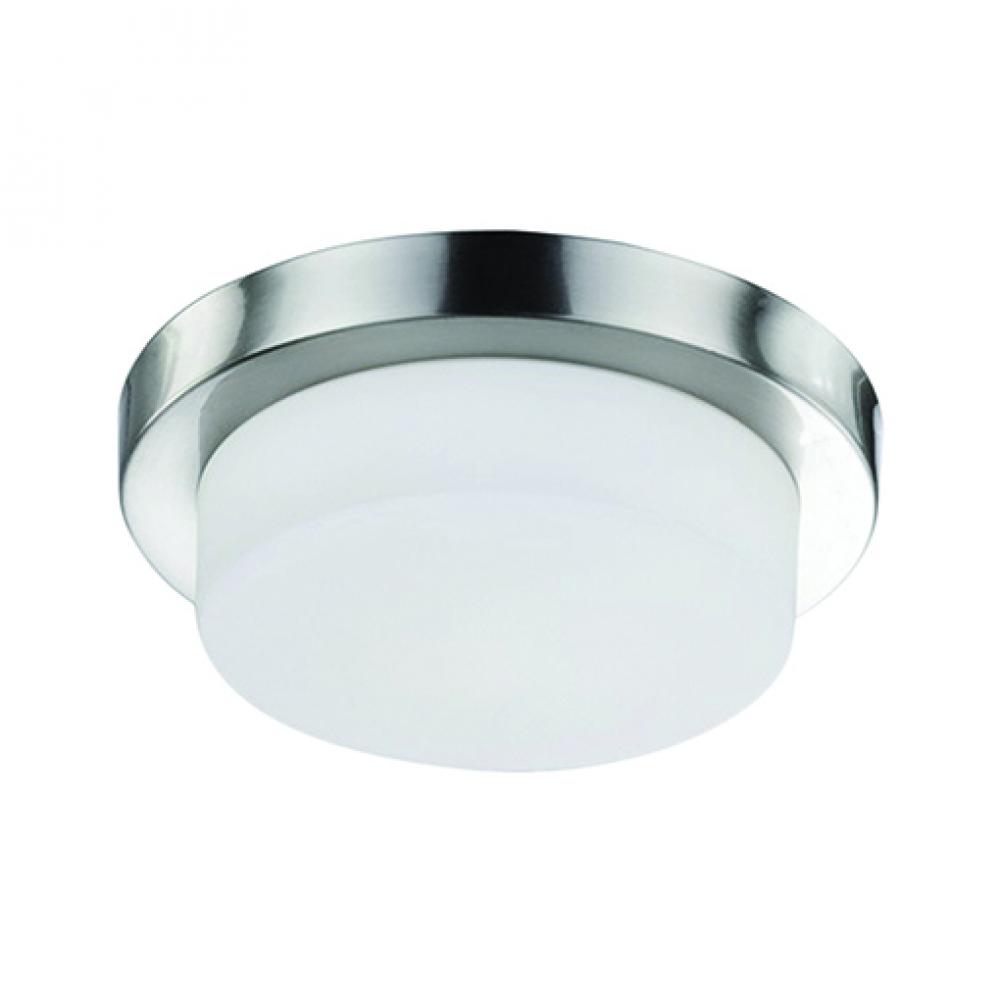 Single LED Round Flush Mount Ceiling Fixture with White Opal Glass