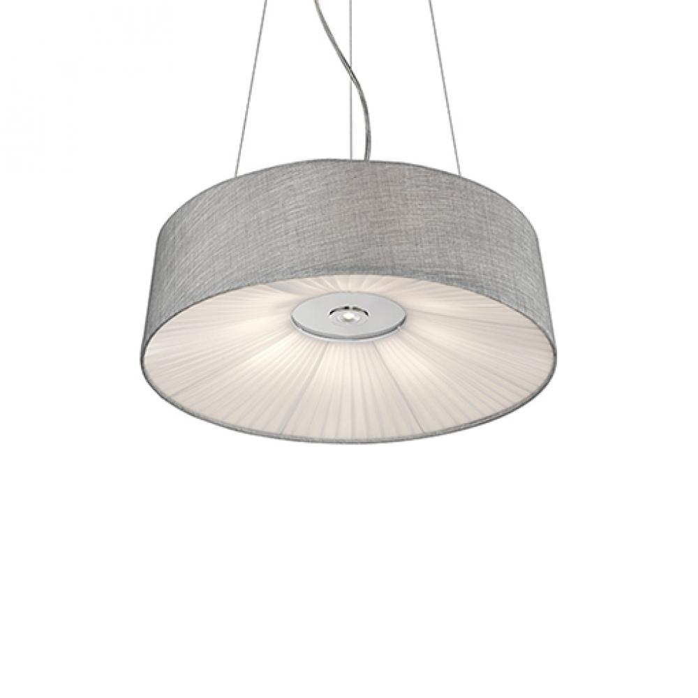 Single LED Pendant with Round Grey Linen Shade