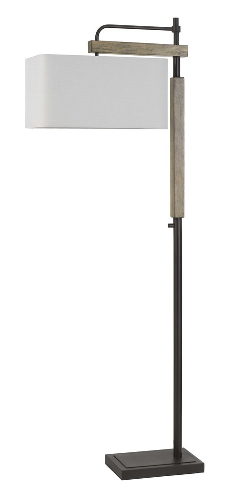 Alloa Metal/Wood Floor Lamp With Rectangular Linen Shade
