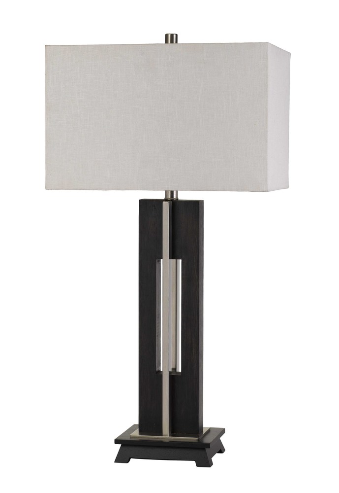 Glenview Metal/Wood Table Lamp With Rectangular Fabric Shade