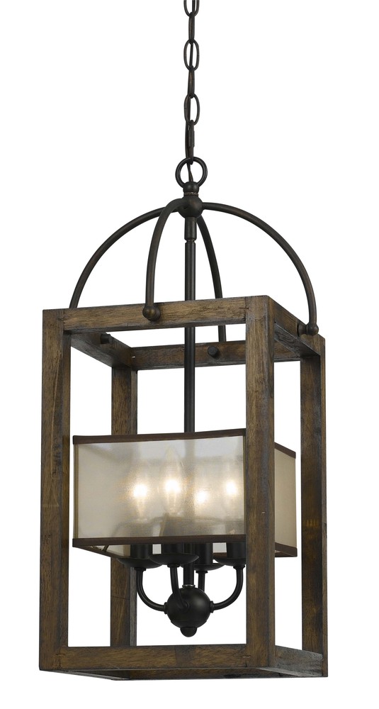 4 Lg Mission Wood/Metal Chandelier