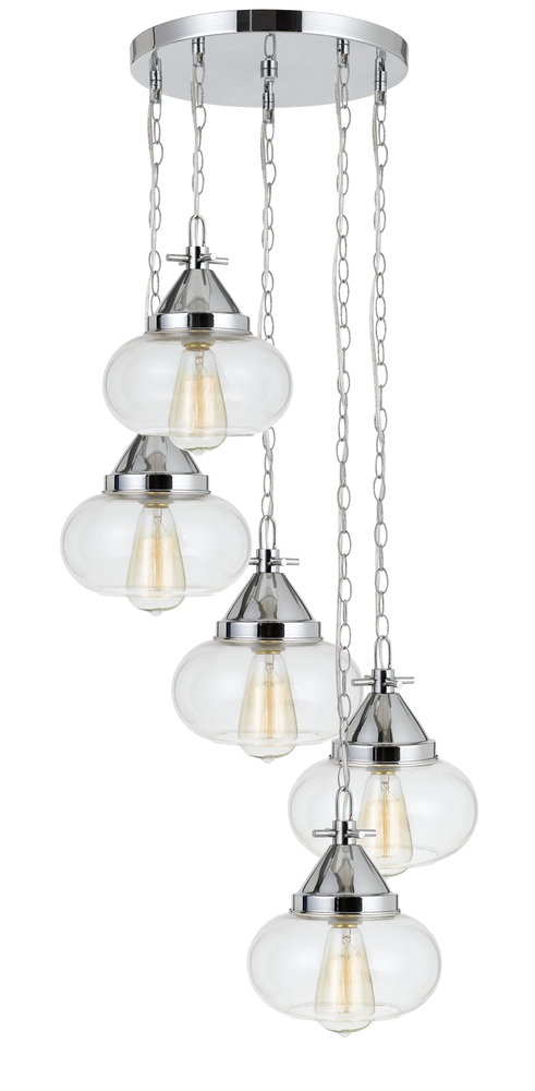 60W X 5 Maywood Glass Pendant (Edison Bulbs Not included)