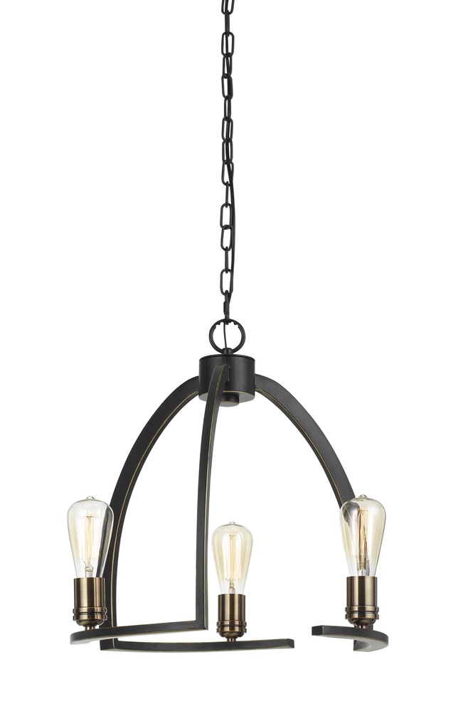 60W X 3 Kinder Metal 3 Light Chandelier (Edison Bulbs Not included)