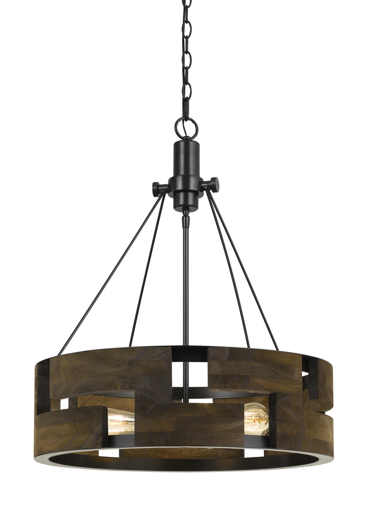 60W X 3 Bradford Metal And Wood Chandelier (Edison Bulbs Not included)