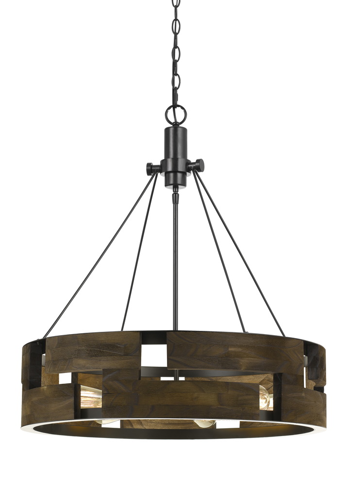 60W X 6 Bradford Metal And Wood Chandelier (Edison Bulbs Not included)