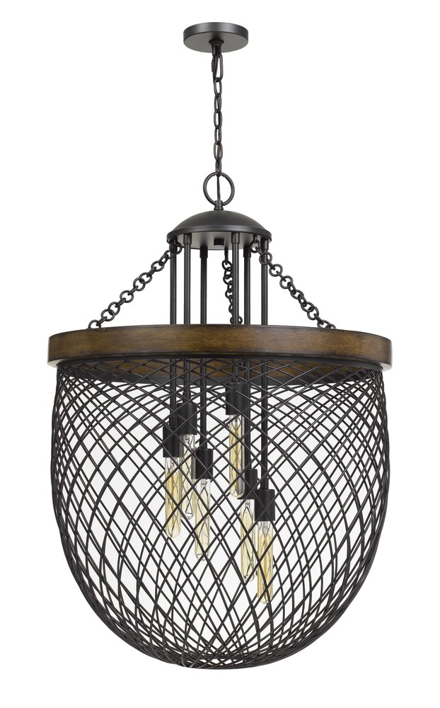 Marion Metal/Wood Mesh Shade Chandelier (Edison Bulbs Not included)