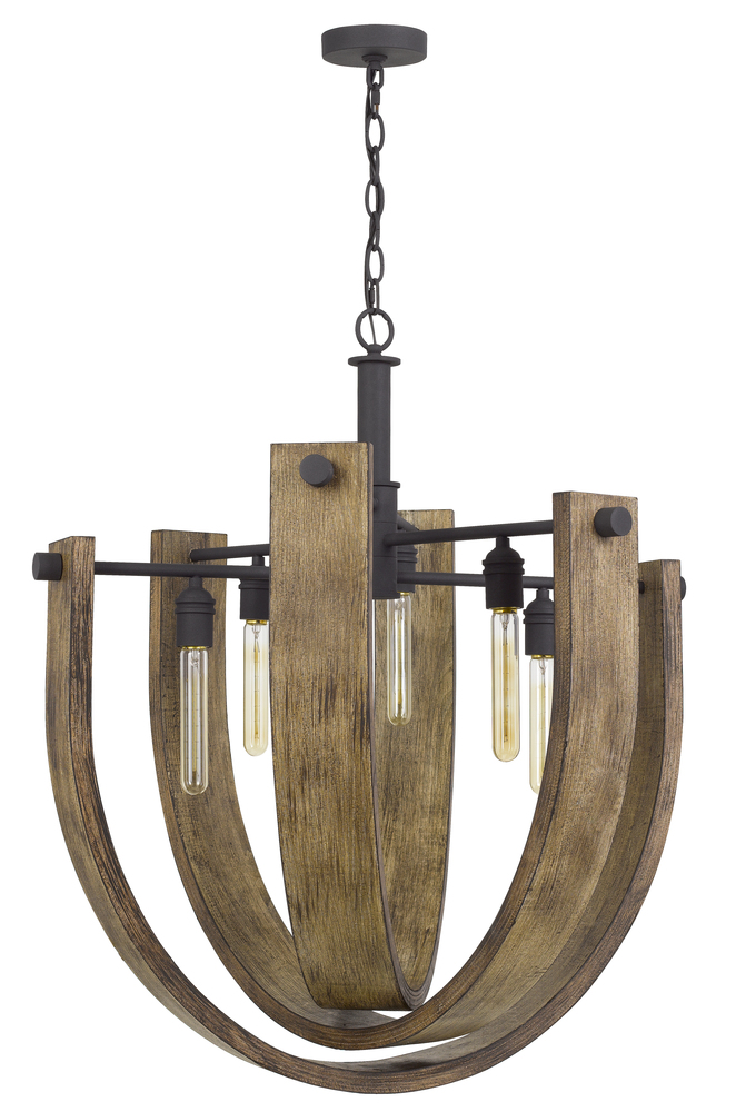 60W X 6 Padova Metal/Wood Chandelier (Edison Bulbs Are Not included)