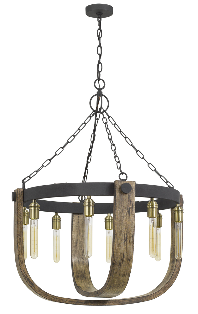60W X 8 Apulia Metal/Wood Chandelier (Edison Bulbs Are Not included)