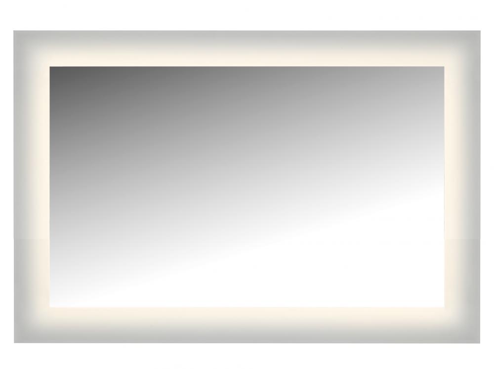 LED Lighted Mirror Wall Glow Style With Frosted Glass To The Edge, 36" X 24" With Easy Cleat