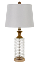 CAL Lighting BO-2959TB-2 - 100W Breda Glass Table Lamp With Taper Drum Hardback Fabric Shade  (Priced And Sold As Pairs)