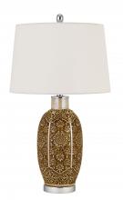 CAL Lighting BO-2974TB - 150W 3 way Olive ceramic table lamp with hardback taper fabric drum shade