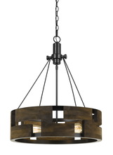 CAL Lighting FX-3670-3 - 60W X 3 Bradford Metal And Wood Chandelier (Edison Bulbs Not included)