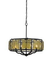 CAL Lighting FX-3677-6 - 60W X 6 Revenna Forged Iron Chandelier With Hand Crafted Glass