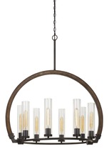 CAL Lighting FX-3691-8 - 60W X 8 Sulmona Wood/Metal Chandelier With Glass Shade (Edison Bulbs Not included)