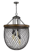 CAL Lighting FX-3718-6 - Marion Metal/Wood Mesh Shade Chandelier (Edison Bulbs Not included)