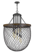 CAL Lighting FX-3718-9 - Marion Metal/Wood Mesh Shade Chandelier (Edison Bulbs Not included)