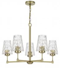 CAL Lighting FX-3749-5 - 60W x 5 Crestwood metal chandelier with textured glass shades