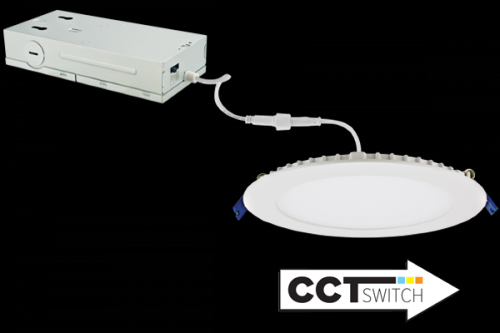 6" 120/277/347V Ultra Slim LED Round Panel Light with 5-CCT Switch