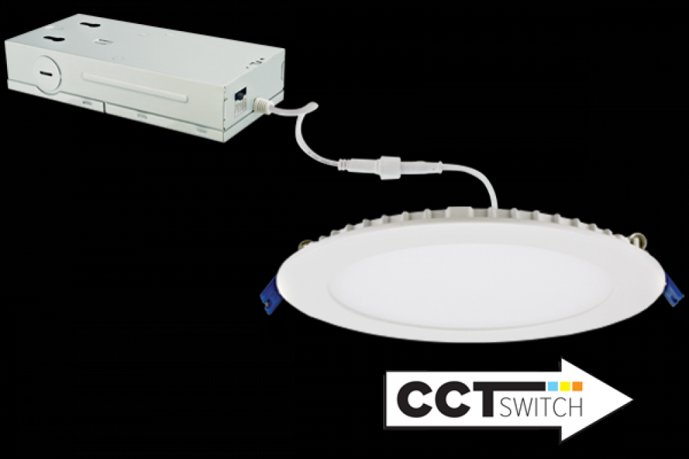 8" 120/277/347V Ultra Slim LED Round Panel Light with 5-CCT Switch