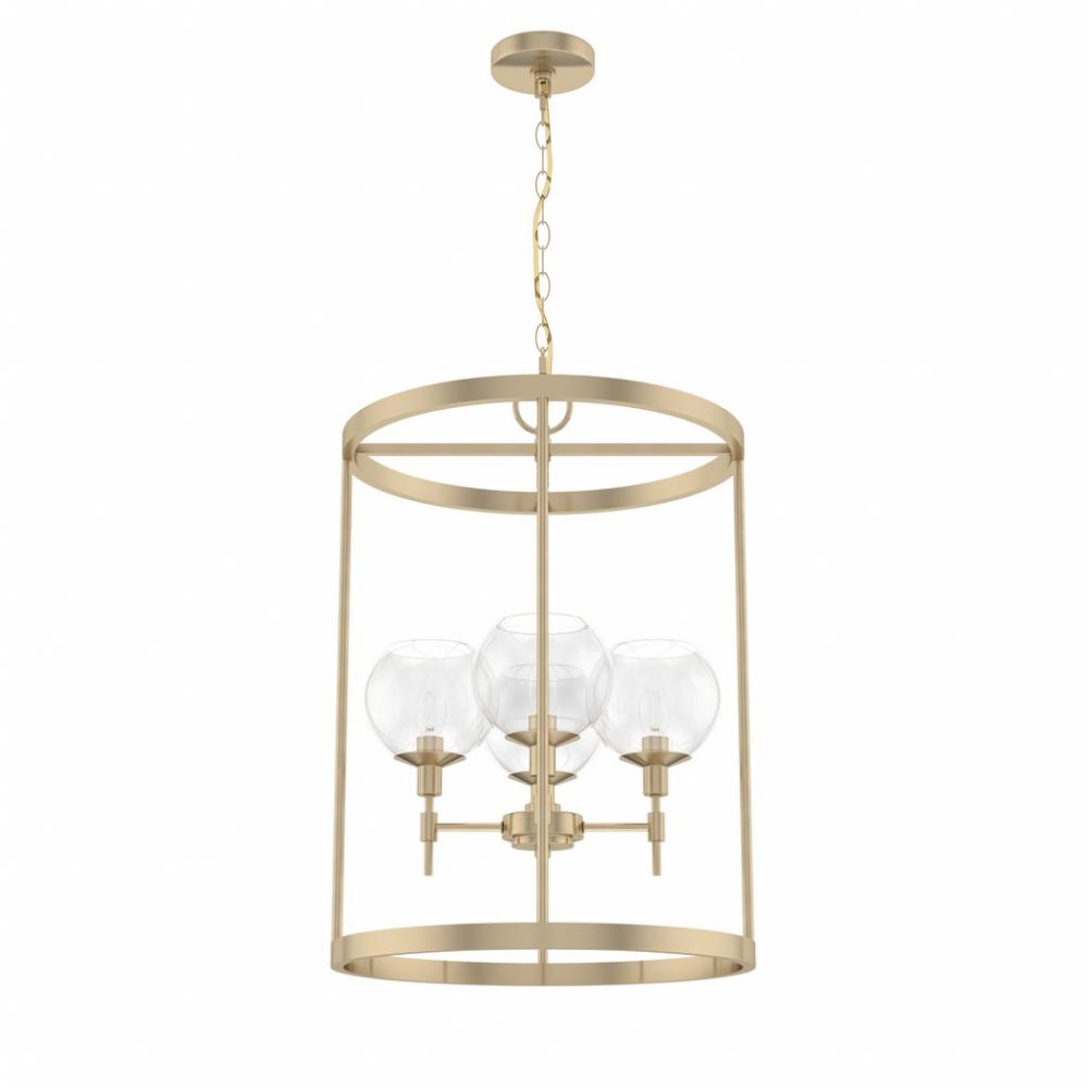 Hunter Xidane Alturas Gold with Clear Glass 4 Light Pendant Ceiling Light Fixture