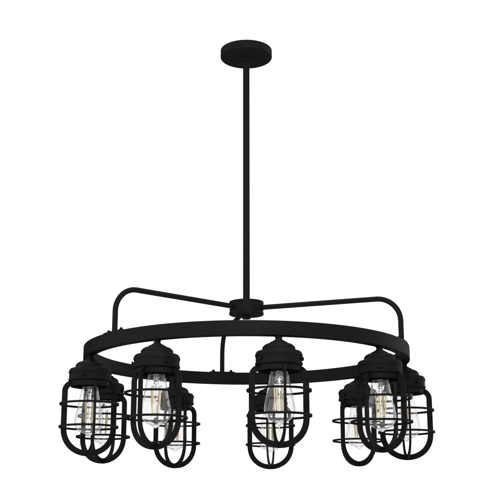 Hunter Starklake Natural Black Iron 9 Light Chandelier Ceiling Light Fixture