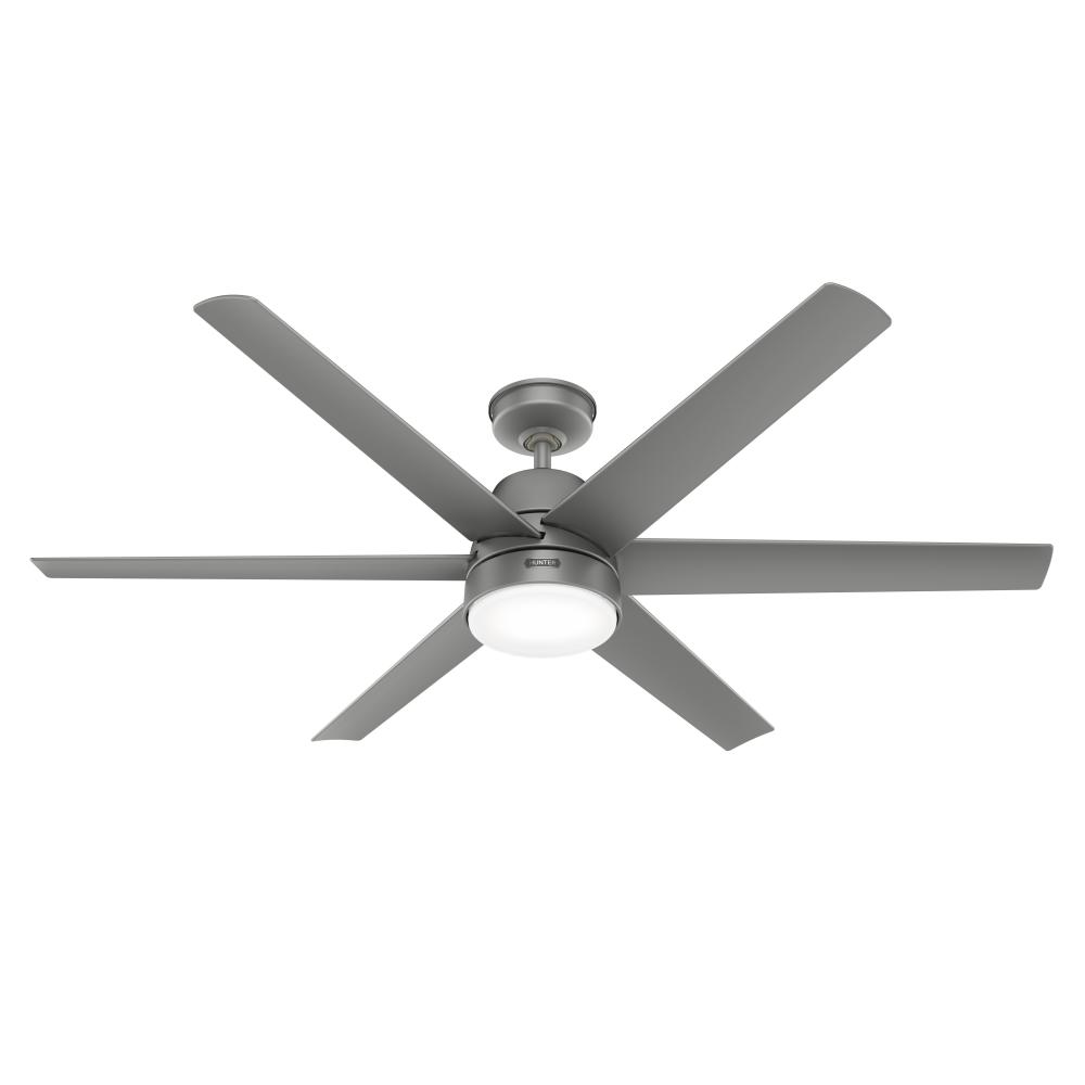 Hunter 60 in Skysail Matte Silver WeatherMax Indoor/Outdoor Ceiling Fan with LED LT Kit & Wall Ctrl