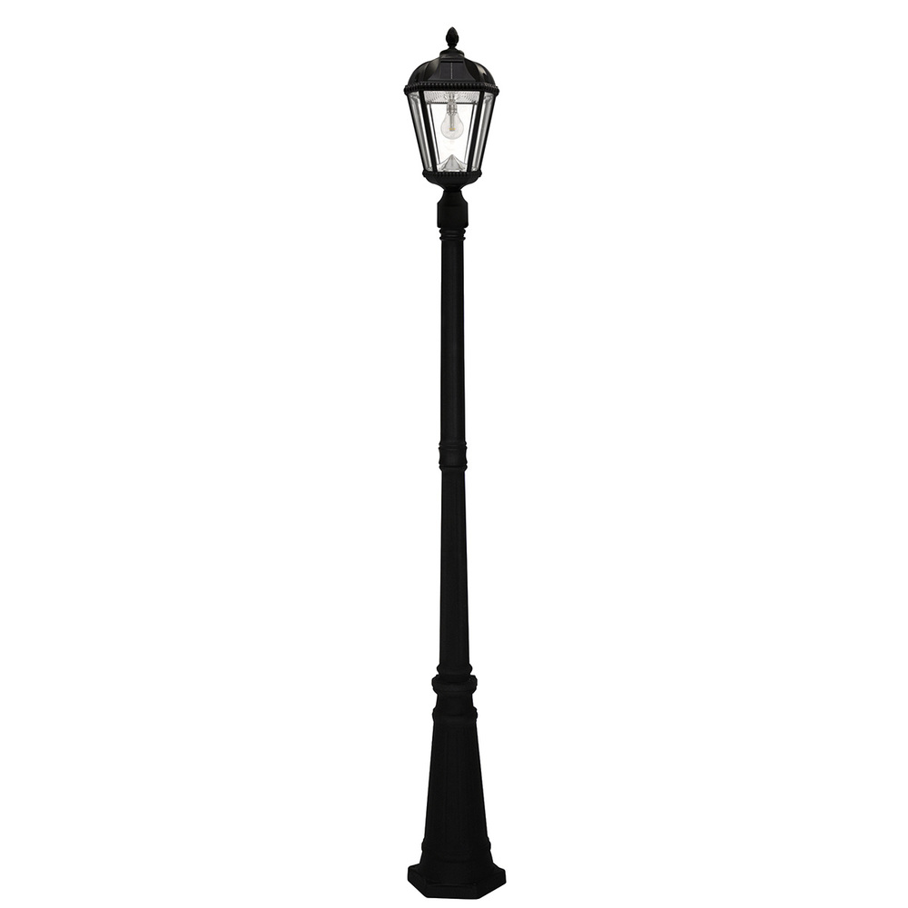 Royal Bulb Solar Lamp Post with GS Solar LED Light Bulb - Black Finish