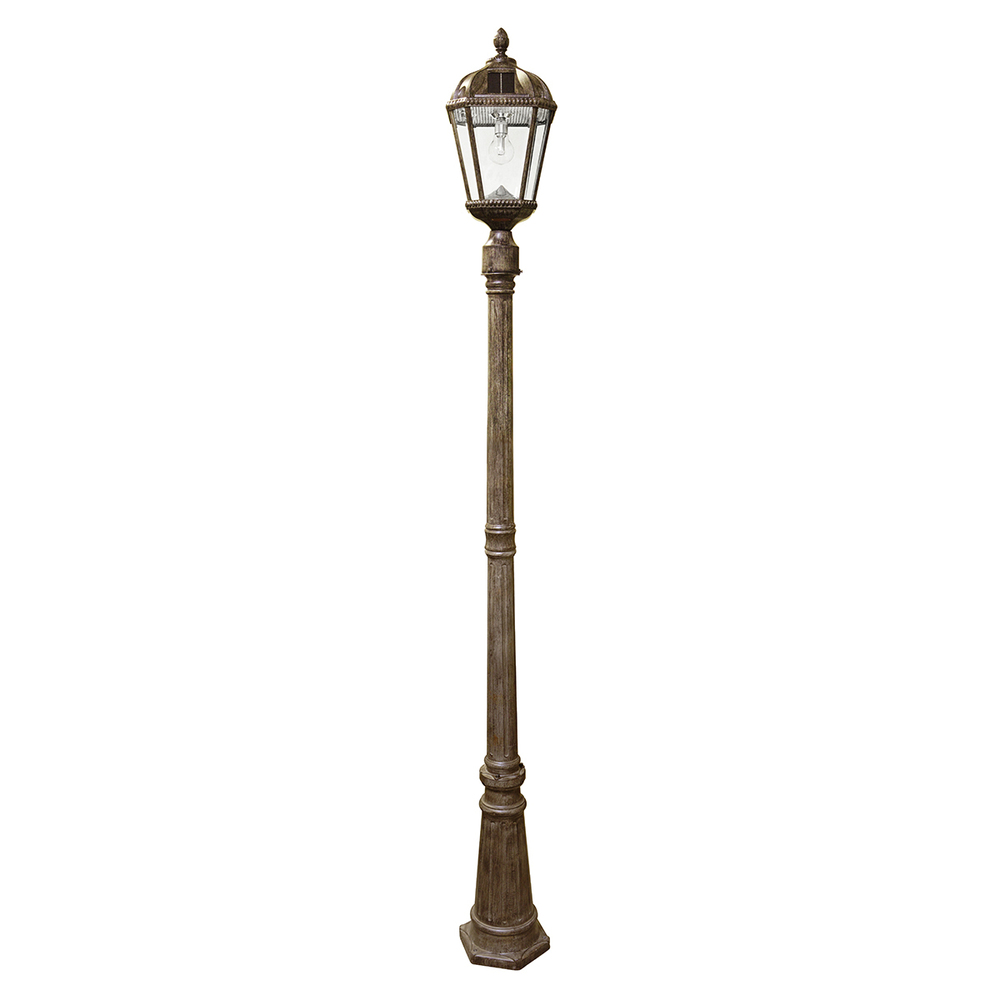Royal Bulb Solar Lamp Post with GS Solar LED Light Bulb - Weathered Bronze Finish