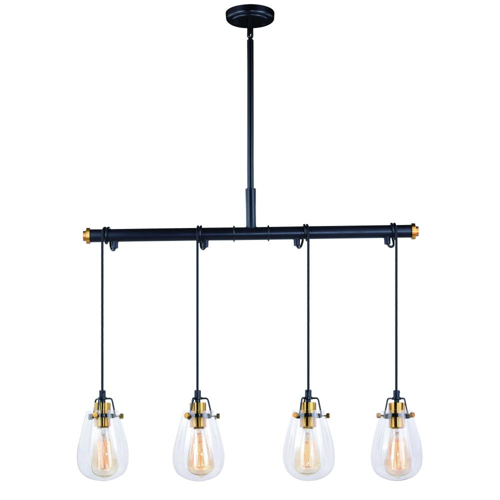 Kassidy 4L Dual Mount Linear Chandelier or Vanity Light Black and Natural Brass