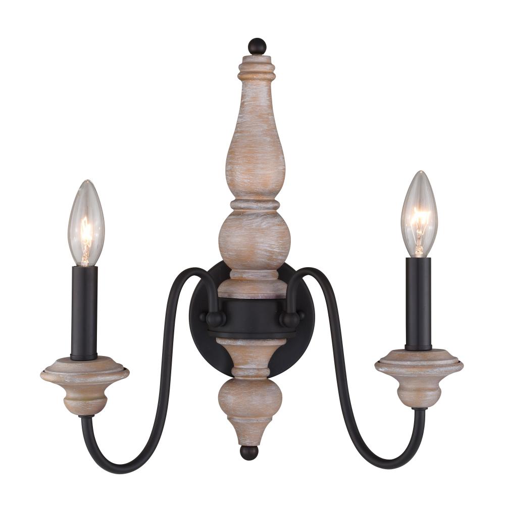 Georgetown 14-in Wall Light Vintage Ash and Oil Burnished Bronze