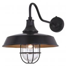 Vaxcel International T0571 - Dorado 15 in. W Outdoor Wall Light with Caged Clear Glass Dark Bronze with Light Gold