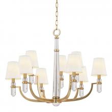 Hudson Valley 989-AGB-WS - 9 LIGHT CHANDELIER w/WHITE SHADE