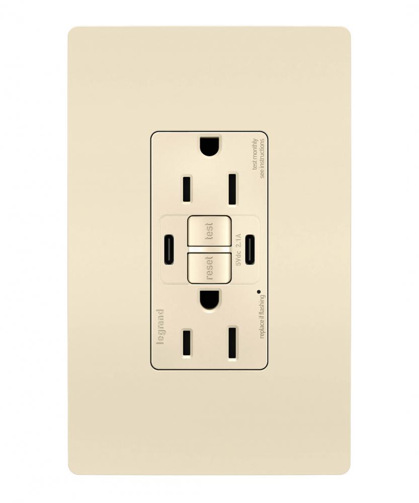 radiant® Tamper-Resistant 15A Duplex Self-Test GFCI Receptacles with SafeLock® Protection, Type C/C 