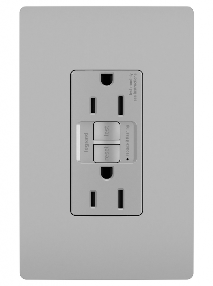 radiant? Spec Grade 15A Tamper Resistant Self Test GFCI Receptacle, Gray