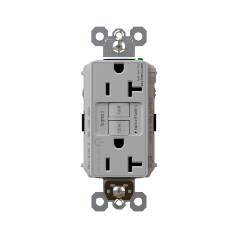 radiant? Tamper-Resistant and Dual Controlled 20A Duplex Self-Test GFCI Receptacles with SafeLock?