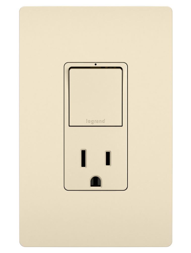 radiant® Single Pole/3-Way Switch with 15A Tamper-Resistant Outlet, Light Almond