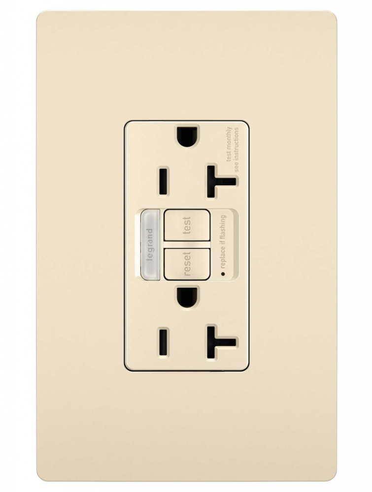 radiant® Tamper-Resistant 20A Duplex Self-Test GFCI Receptacles with SafeLock® Protection and Night 