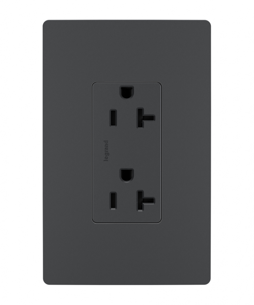 radiant? Spec Grade 20A Tamper-Resistant Receptacle, Graphite