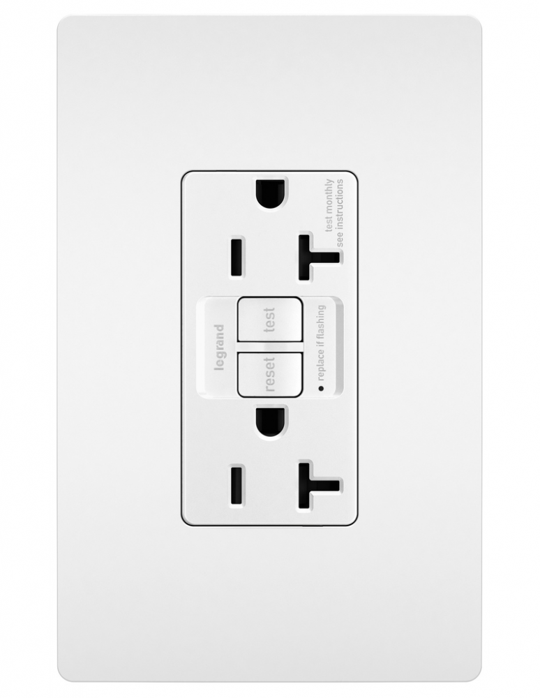 radiant® Tamper-Resistant Sensitive Appliance Duplex 20A Duplex Self-Test GFCI Receptacles with Safe