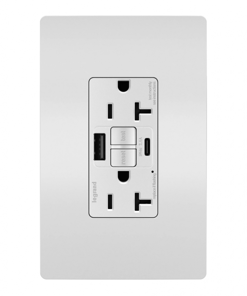 radiant? Tamper-Resistant 20A Duplex Self-Test GFCI Receptacles with SafeLock? Protection, Type A/C (4 pack)