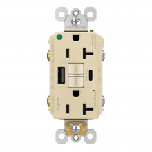 Legrand Radiant 2097HGTRUSBACI - radiant? Hospital Grade Tamper-Resistant 20A Duplex Self-Test GFCI Receptacles with SafeLock?