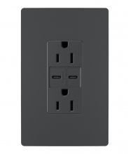 Legrand Radiant R26USBCC6G - radiant® 15A Tamper-Resistant Ultra-Fast USB Type C/C Outlet, Graphite