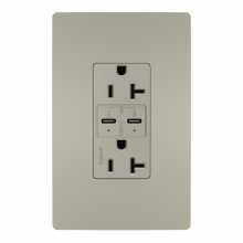 Legrand Radiant TR20USBPDNI - radiant® 20A Tamper Resistant Ultra Fast PLUS Power Delivery USB Type C/C Outlet, Nickel