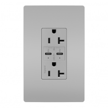 Legrand Radiant TR20USBPDGRY - radiant® 20A Tamper Resistant Ultra Fast PLUS Power Delivery USB Type C/C Outlet, Gray