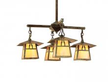 Arroyo Craftsman CCH-8/4BOF-BK - 8" carmel 4 light chandelier with bungalow overlay